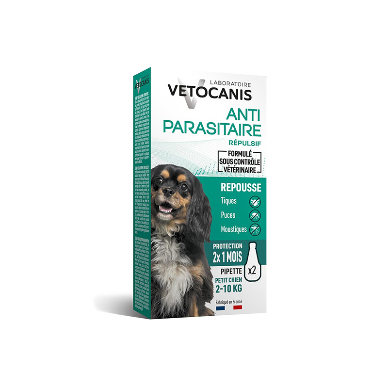 Vetocanis lašiukai nuo erkių mažų veislių šunims, 2–10 kg, 2 pip.