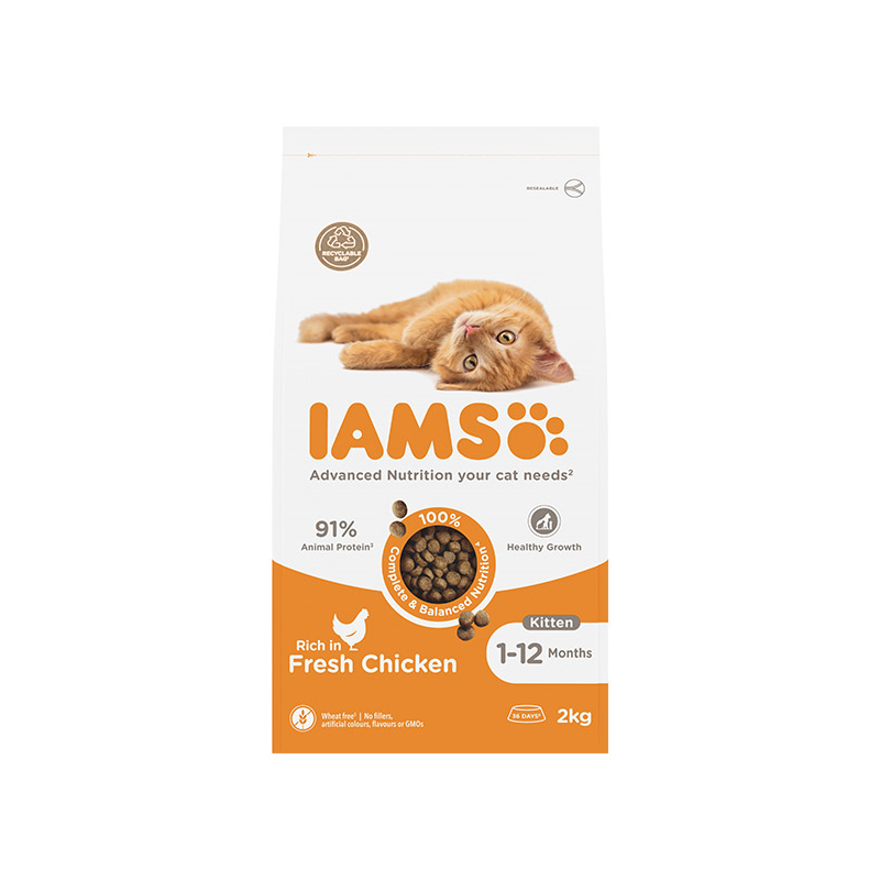 IAMS sausas maistas kačiukams su vištiena, 2 kg