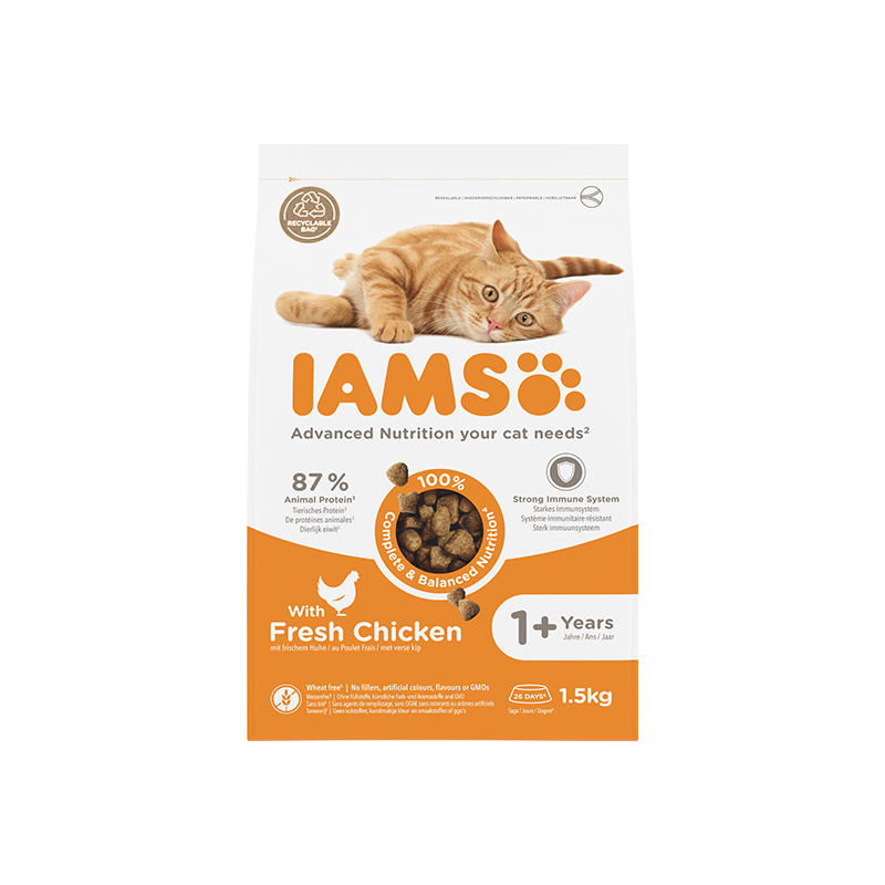 IAMS sausas maistas katėms su vištiena, 1,5 kg