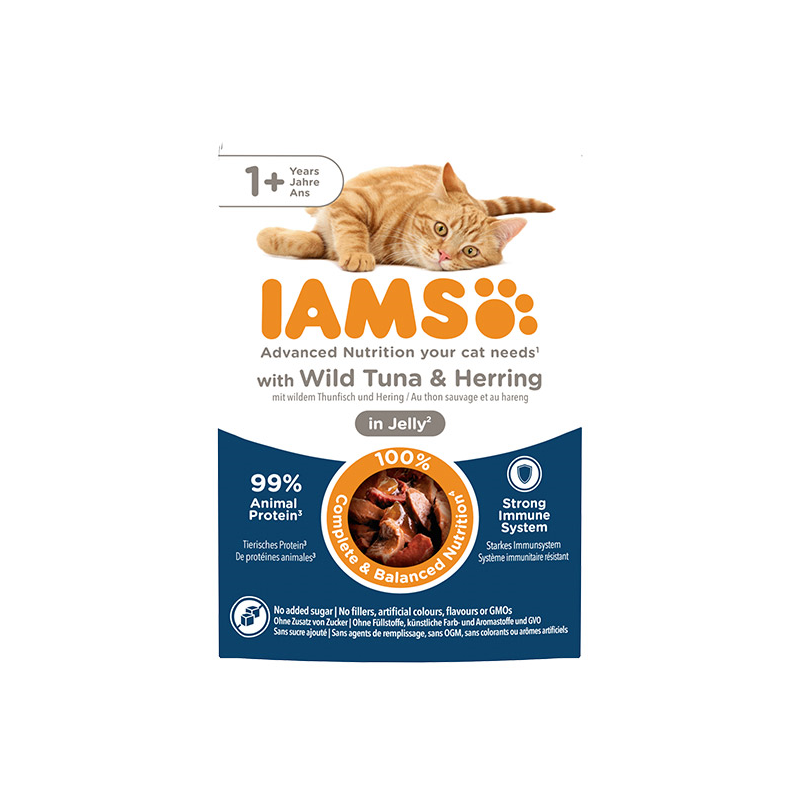 IAMS Delights konservai katėms su tunu ir silke, 85 g