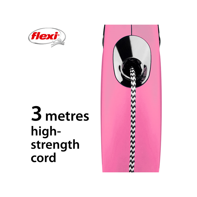 Flexi New Classic Cord virvinis, rožinis pavadėlis šunims, XS, 3 m