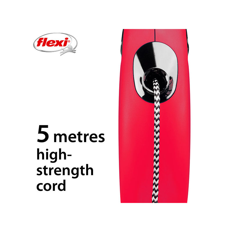 Flexi New Classic Cord virvinis, raudonas pavadėlis šunims, S, 5 m