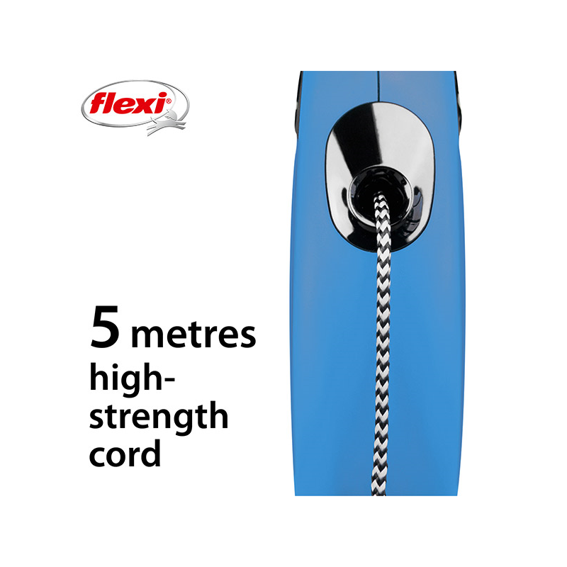 Flexi New Classic Cord virvinis, mėlynas pavadėlis šunims, S, 5 m