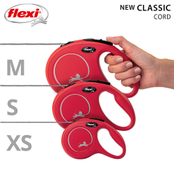 Flexi New Classic Cord virvinis, raudonas pavadėlis šunims, M, 5 m
