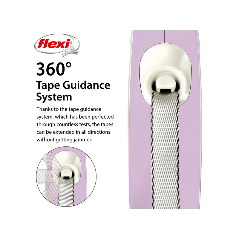 Flexi New Comfort Tape juostinis, rožinis pavadėlis šunims, XS, 3 m