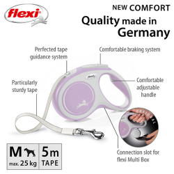Flexi New Comfort Tape juostinis, rožinis pavadėlis šunims, M, 5 m