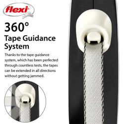 Flexi New Comfort Tape juostinis, juodas pavadėlis šunims, XS, 3 m