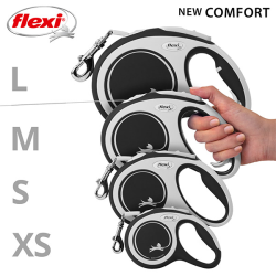 Flexi New Comfort Tape juostinis, juodas pavadėlis šunims, S, 5 m