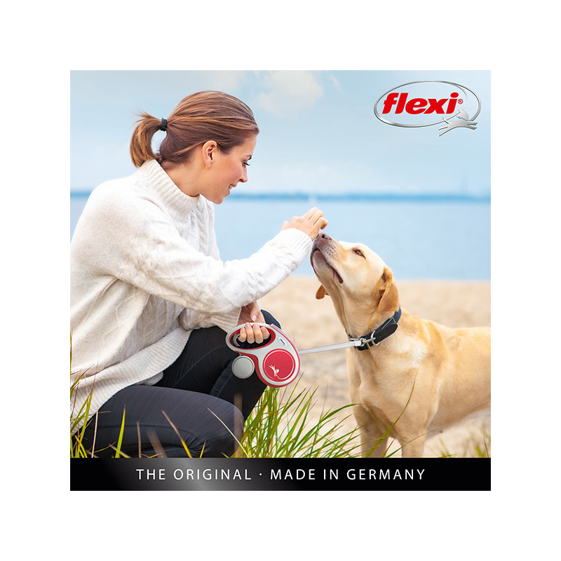 Flexi New Comfort Tape juostinis, juodas pavadėlis šunims, S, 5 m