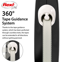Flexi New Comfort Tape juostinis, juodas pavadėlis šunims, M, 5 m