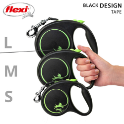 Flexi Black Design juostinis, žalias pavadėlis šunims, S, 5 m