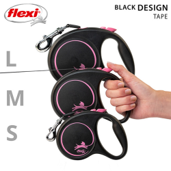 Flexi Black Design juostinis, rožinis pavadėlis šunims, S, 5 m