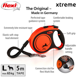 Flexi Xtreme juostinis, oranžinis pavadėlis šunims, L, 5 m