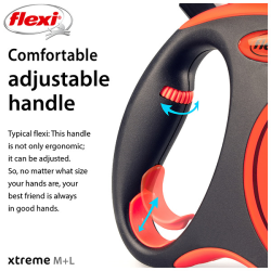 Flexi Xtreme juostinis, oranžinis pavadėlis šunims, L, 5 m