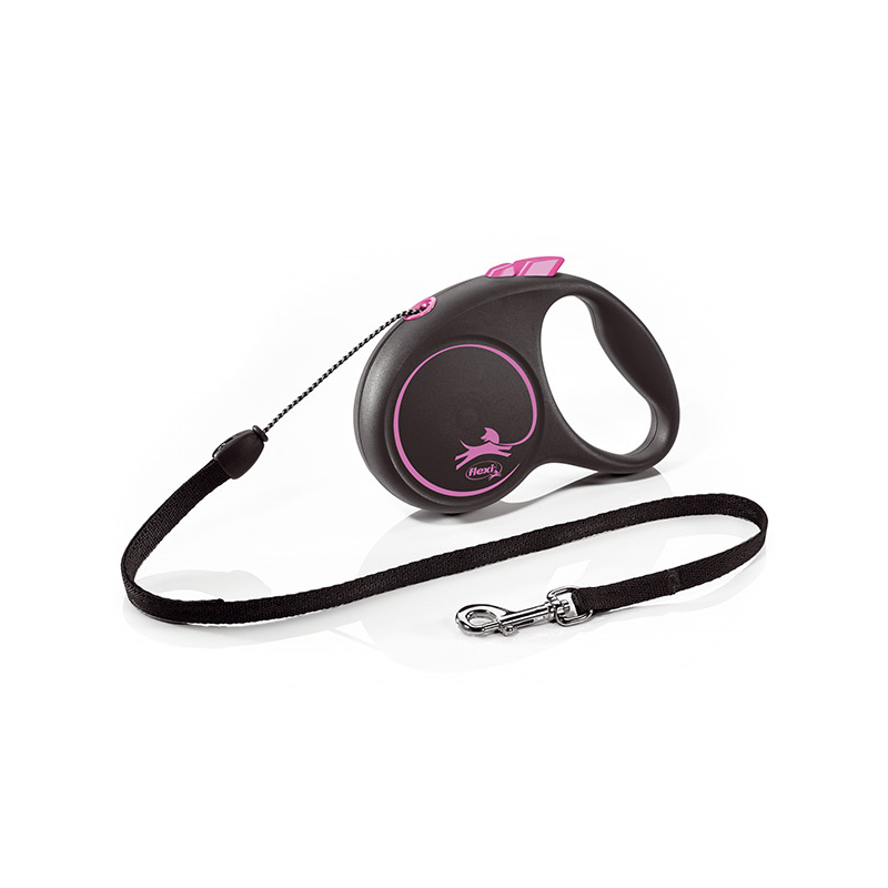 Flexi Black Design virvinis, rožinis pavadėlis šunims, S, 5 m