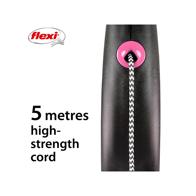 Flexi Black Design virvinis, rožinis pavadėlis šunims, S, 5 m