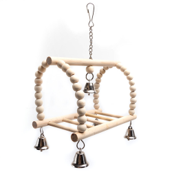 Nobleza medinis žaislas su varpeliais paukščiams, 18x11x14,5 cm
