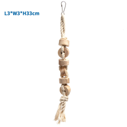 Nobleza medinė virvė žaislas paukščiams, 3x3x33 cm