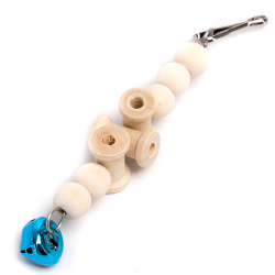 Nobleza medinis žaislas su karoliukais paukščiams, 2,6x2,6x15,5 cm