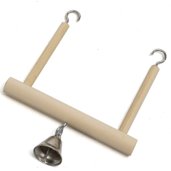 Nobleza medinės sūpynės su varpeliu žaislas paukščiams, 12,5x1,5x10,5 cm