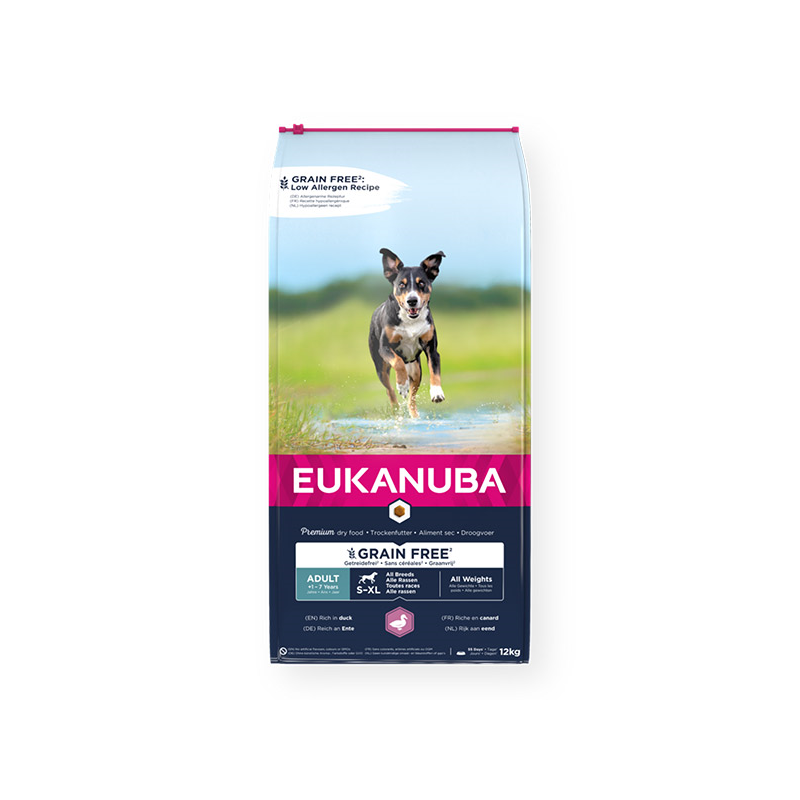 Eukanuba Grain Free Adult maistas šunims su antiena, 12 kg