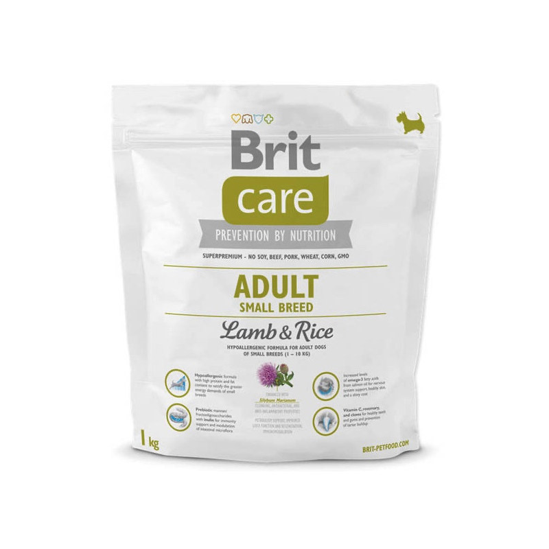 Brit Care Adult Small Breed Lamb & Rice sausas šunų pašaras, 1 kg
