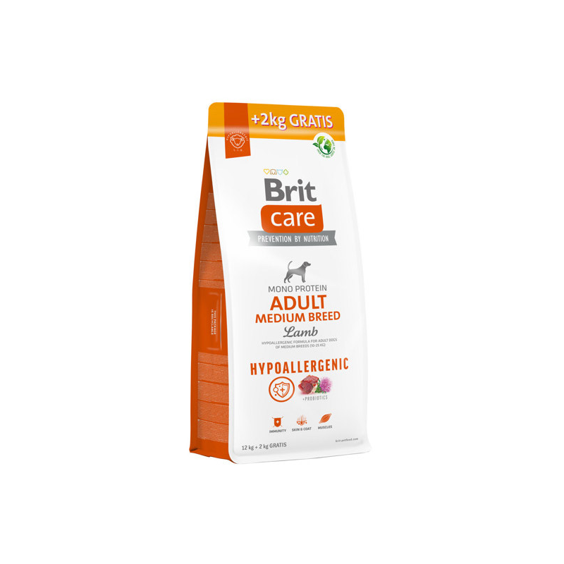 Brit Care Adult Medium Breed Lamb & Rice sausas šunų maistas, 12+2 kg