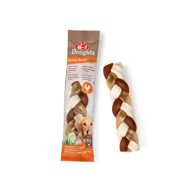 8in1 Delights Chewy Braids skanėstas vidutinių ir didelių veislių šunims, 80 g