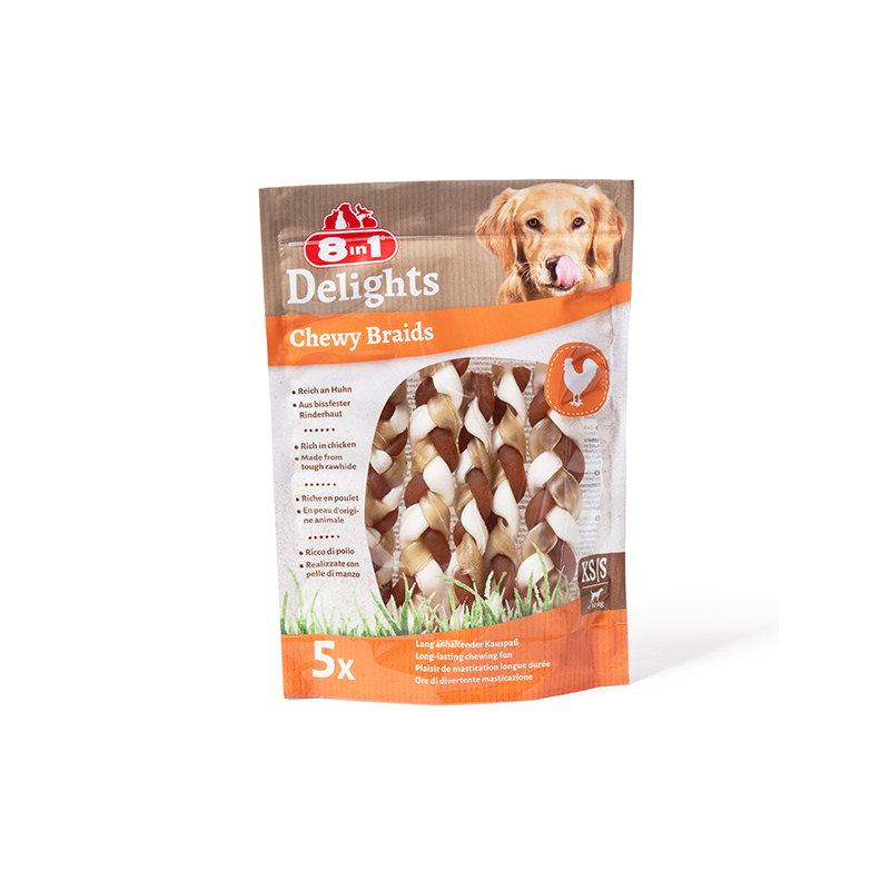 8in1 Delights Chewy Braids skanėstas mažų veislių šunims, 75 g