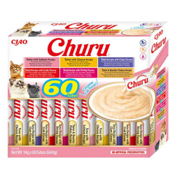 Churu kreminių skanėstų rinkinys su tunu katėms, 60 vnt.