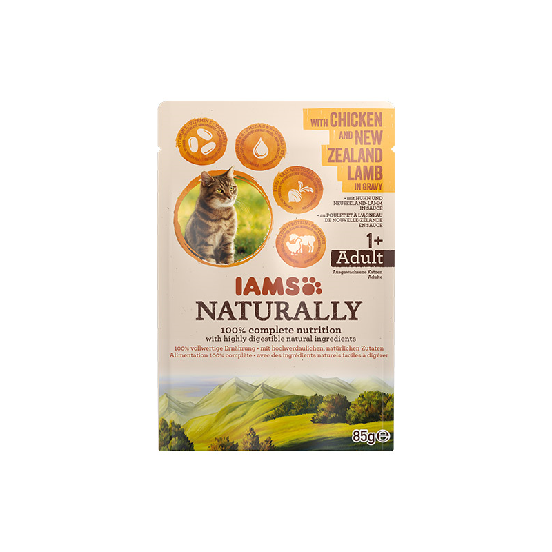 IAMS Naturally konservai su vištiena ir ėriena katėms, 85 g