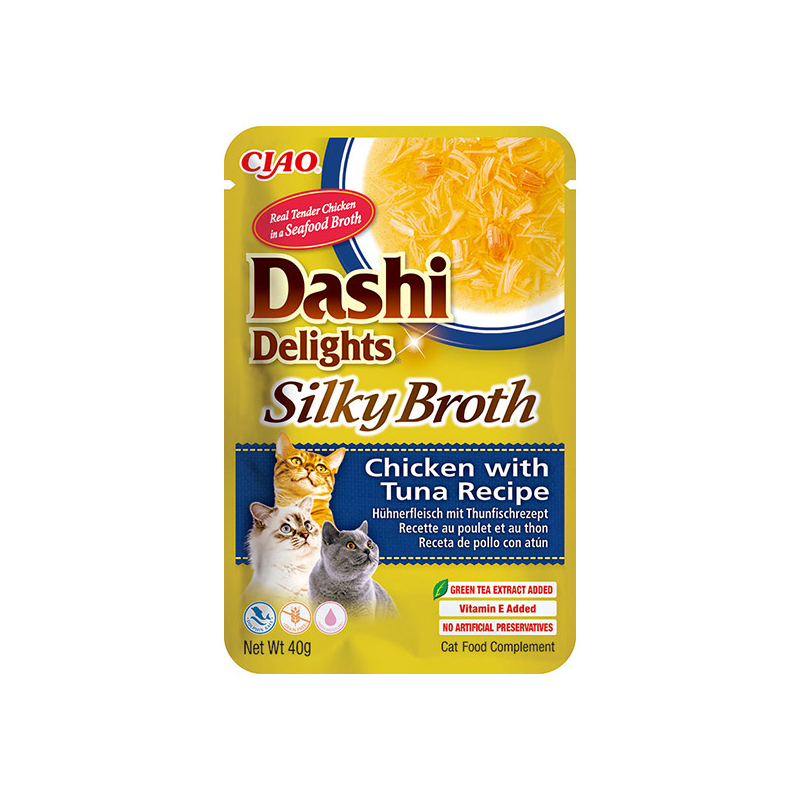 Ciao Dashi Delights šilkinis vištienos ir tuno sultinys katėms, 40 g