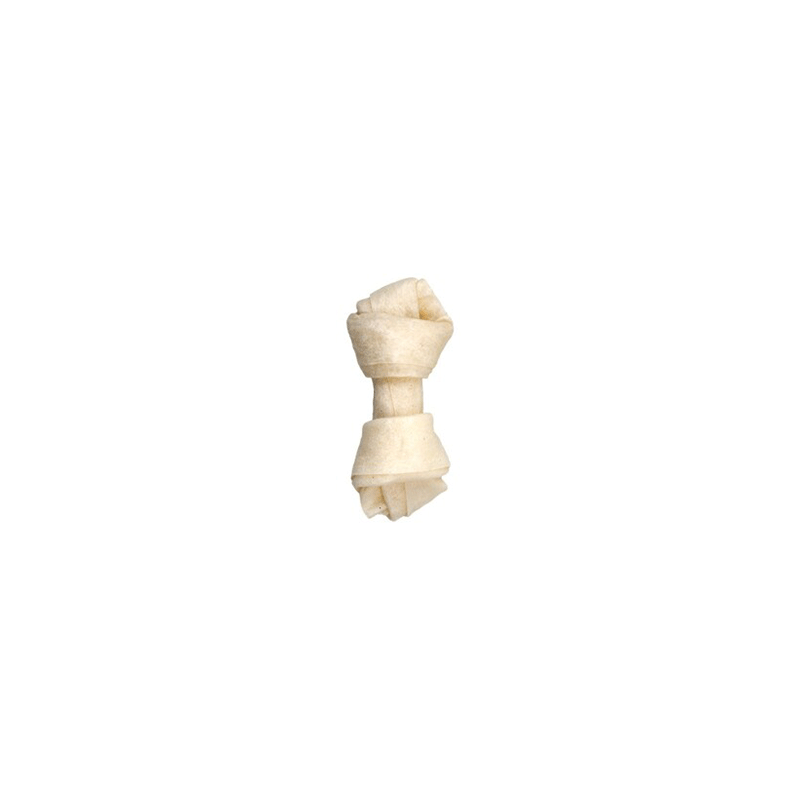 Happet Rawhide Knotted Bone White karvės odos kaulas skanėstai šunims, 1 vnt.