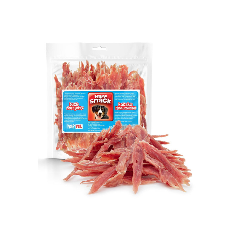 Happet Duck Stripes antienos juostelės skanėstai šunims, 500 g