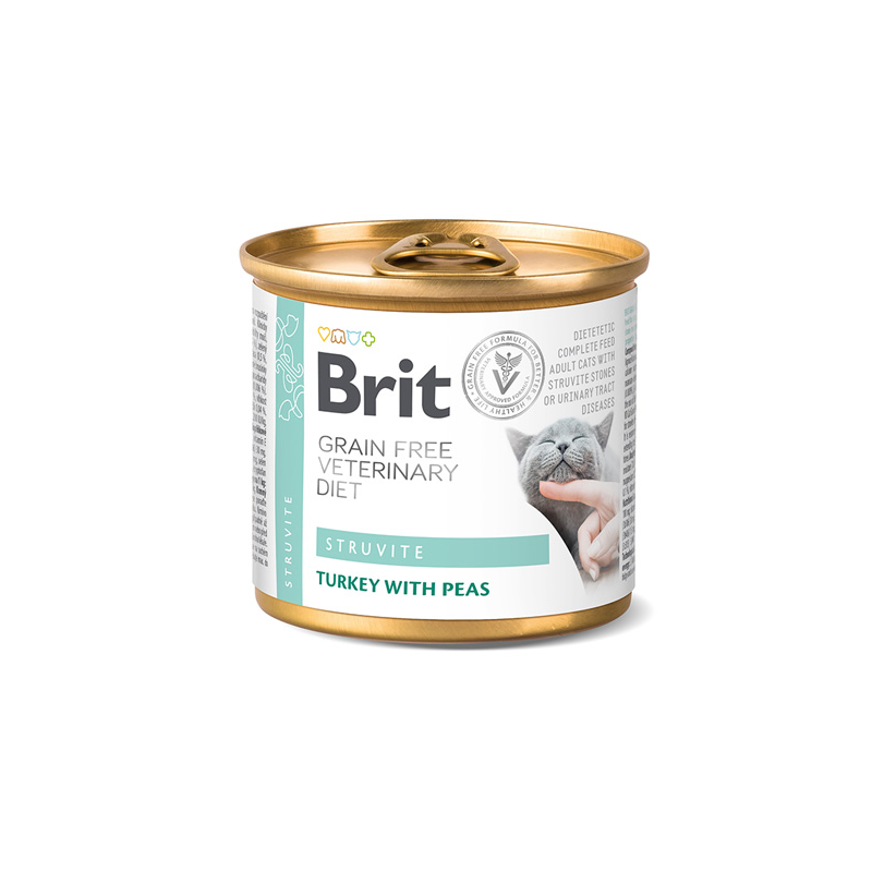 Brit Grain Free Veterinary Diets Struvite konservuotas pašaras katėms, 200 g