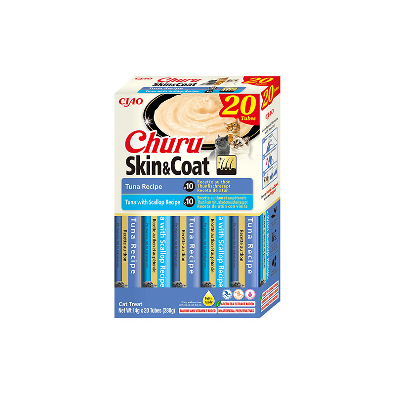 Churu Skin & Coat kreminis skanėstas su tunu katėms, 20 vnt.