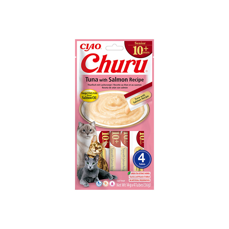 Churu Senior kreminis skanėstas su tunu ir lašiša vyresnėms katėms, 4 vnt.