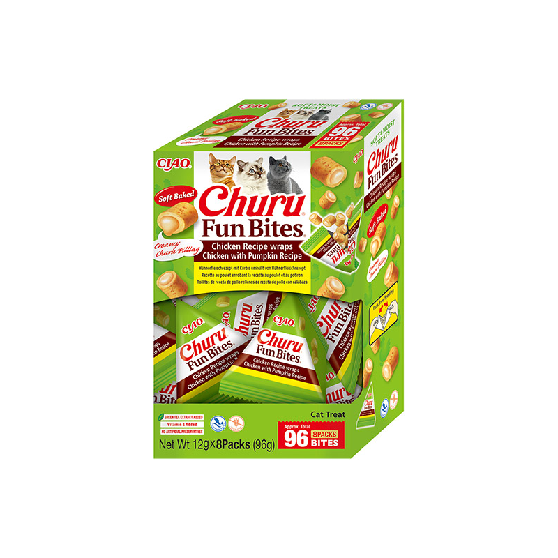Churu Fun Bites skanėstai su vištiena ir moliūgu katėms, 96 g