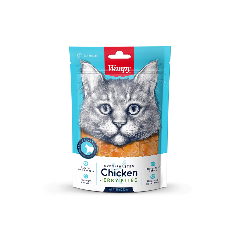 Wanpy Chicken Jerky Bites vištienos kąsneliai skanėstai katėms, 80 g