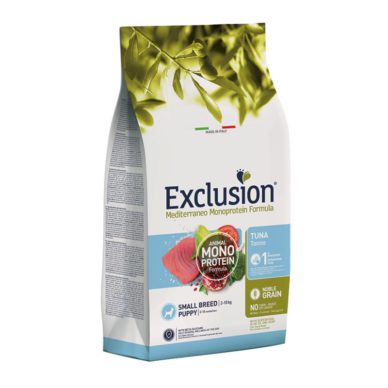 Exclusion Mediterraneo begrūdis maistas su tunu mažų veislių šuniukams, 3 kg