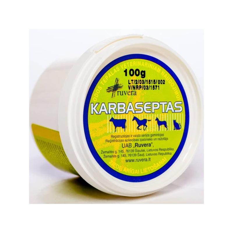 Karbaseptas odos tepalas šunims, katėms, galvijams ir arkliams, 100 g