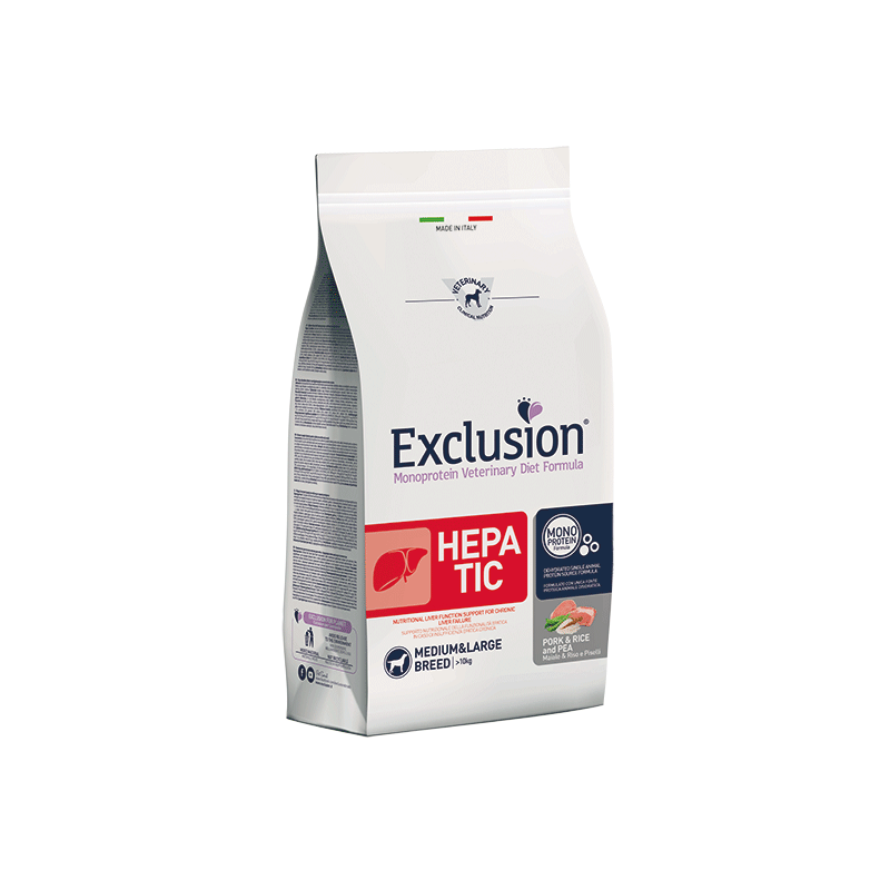 Exclusion Hepatic maistas šunims su kiauliena, M/L, 12 kg