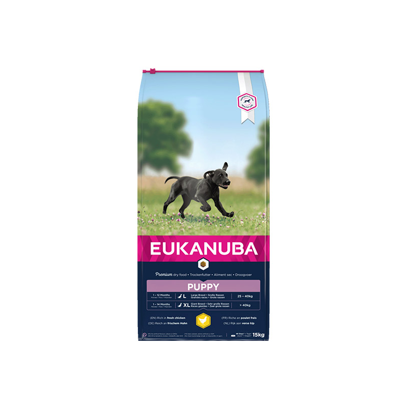 Eukanuba Puppy&Junior L sausas maistas šunims su vištiena, 15 kg