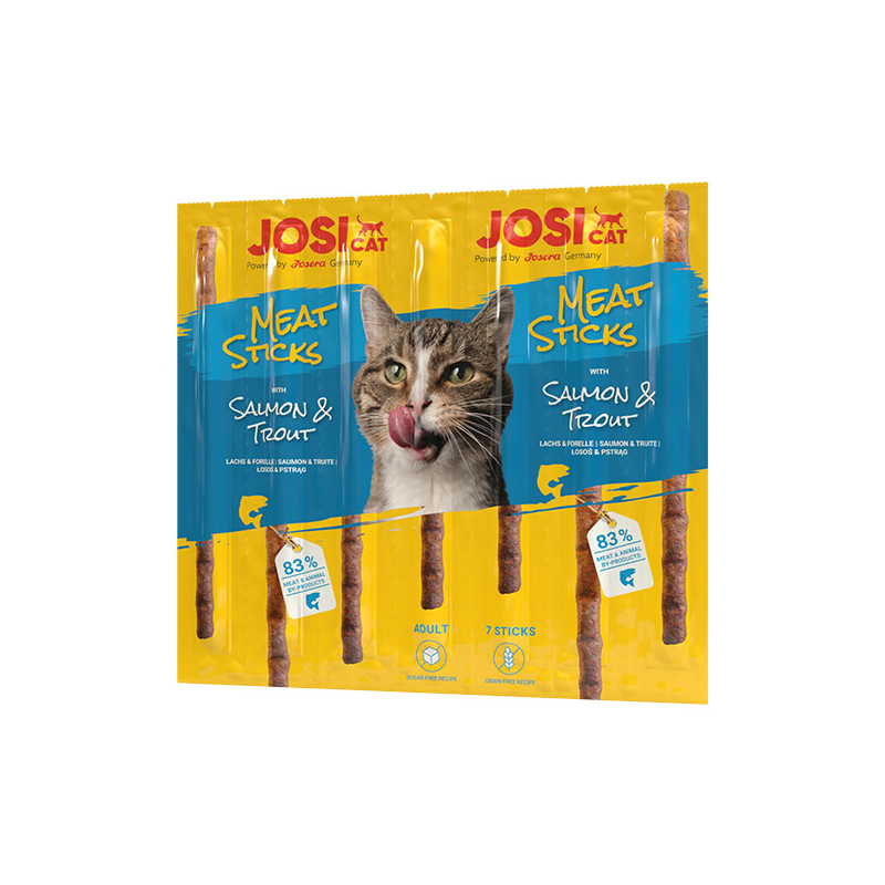JosiCat Meat Sticks lašišos ir upėtakio skanėstai katėms, 35 g