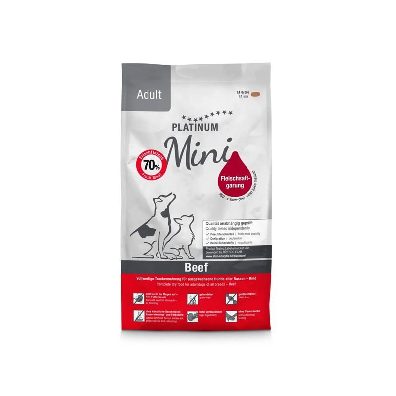 Platinum Adult Mini sausas šunų maistas su jautiena, 900 g
