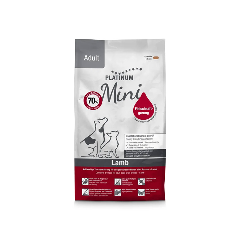 Platinum Adult Mini sausas šunų maistas su ėriena, 900 g