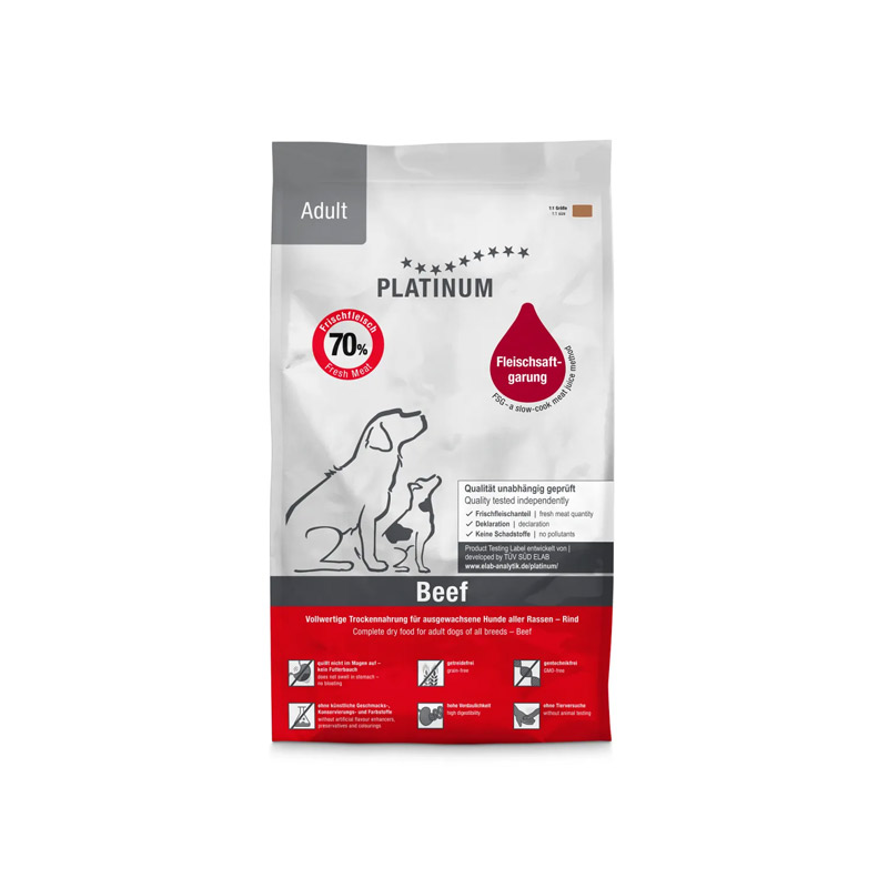 Platinum Adult sausas šunų maistas su jautiena, 1,5 kg