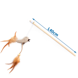 Nobleza lazdelė su paukščiu ir katžole žaislas katėms, 40 cm