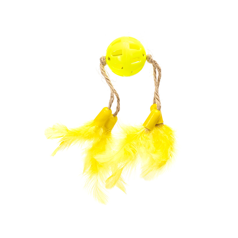 Nobleza žaislas su varpeliu ir plunksnomis katėms, 1 vnt.