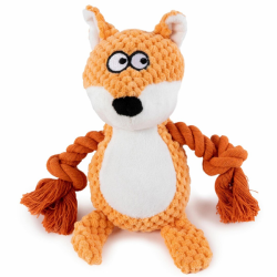 Happet pliušinė lapė su virvėmis žaislas šunims, 21 cm